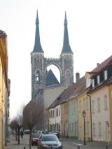 Jakobskirche in Kthen - Blick vom Bachdenkmal am Ende der Schulstrae